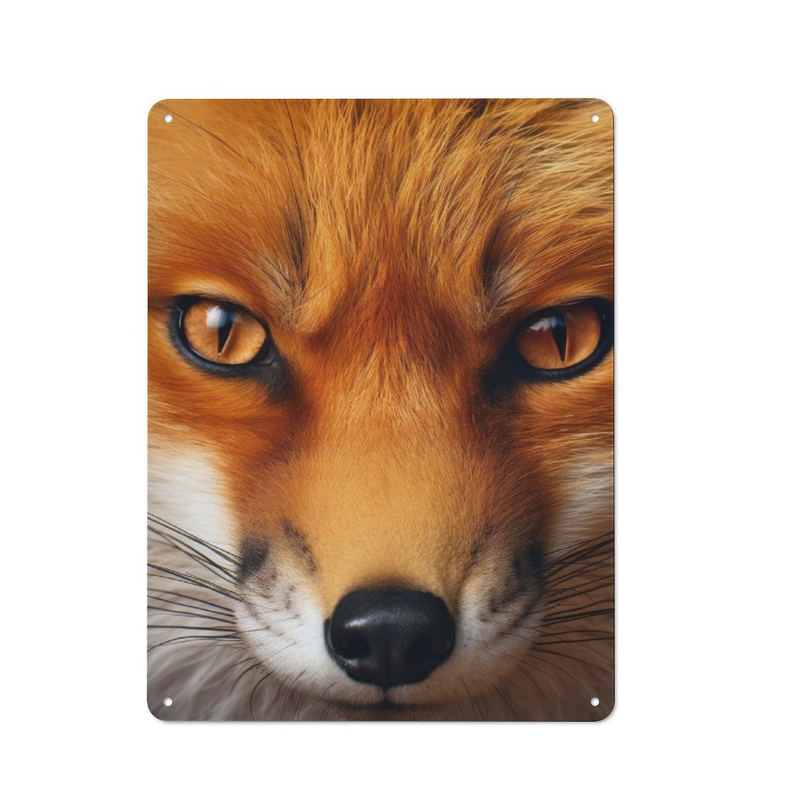 Junmoney Fox Close Up Photography For Garden Room Or Summerhouse, Retro Metal Sign 40X30cm, For Metal Sign Collectors, For Vintage Wall Decor Fans