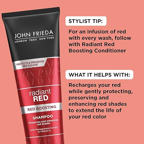 Miniatura 3 de John Frieda Champú de refuerzo rojo radiante champú diario ayuda a mejorar los tonos de cabello rojo 83 onzas con granada y vitamina E