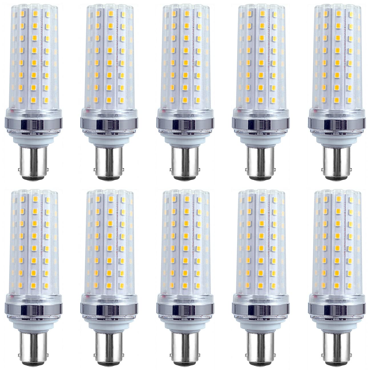 RYTM 10-Pack LED Bulb B22 B15 Double Contact Bayonet Base Corn Light Bulb 12 Watt 800LM 16 Watt