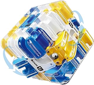 3D Cube Puzzle with Ball Track, Brain Teaser Logic Toy for Kids & Adults, Handheld Twist Challenge Cube for Spatial Reasoning, Valentines Day Gift Easter Basket Stuffers for Boys Girls 8-12 (Blue)