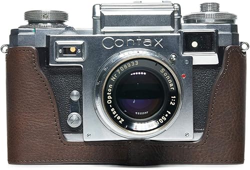 Hecho a mano cuero auténtico medio cámara caso bolsa cubierta para ZEISS IKON CONTAX IIIA IIA película cámara color café