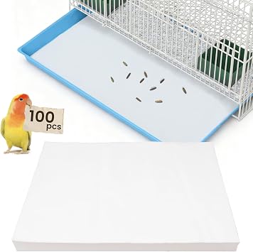 17.7x13.8in Bird Cage Liners - 100 Sheets Pre-Cut Disposable Cage Tray Liners, High Absorbent Non-Woven Pads for Parrots, Cockatiels and Small Animals