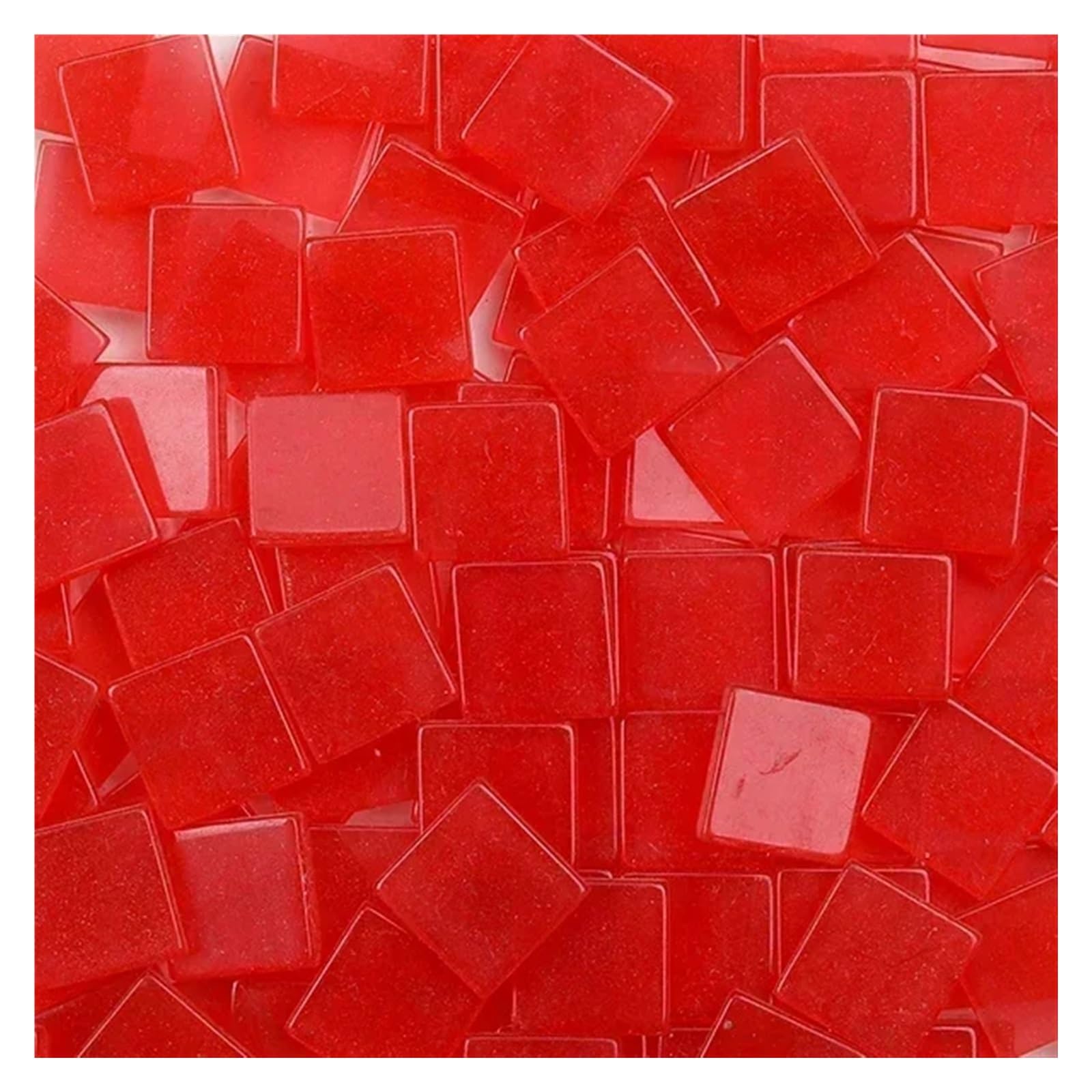Ekalgretra Transparent Red Mosaic Making Supplies 100Pcs 1Cm/0.39In Square Resin Mosaic Tiles 0.2Cm/0.08In Thickness Diy Colorful Crafts Materials(Transparent Red)