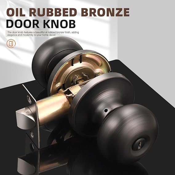 GOBEKOR 4 Pack Privacy Door Knobs Oil Rubbed Bronze Interior Door Knobs with Lock Bedroom Bathroom Door Knobs Bronze Door Hardware