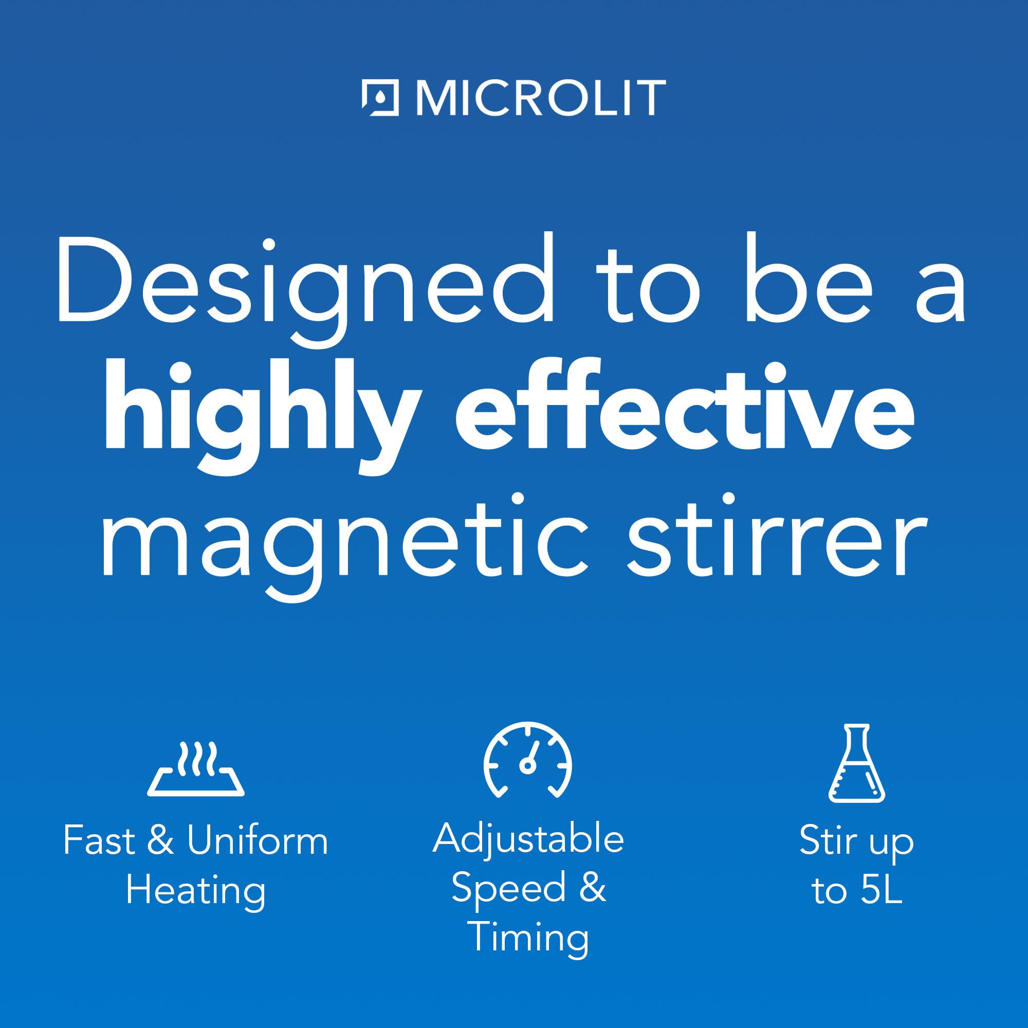 Microlit - Agitador magnético de placa caliente con visualización LCD, sensor de temperatura incluido