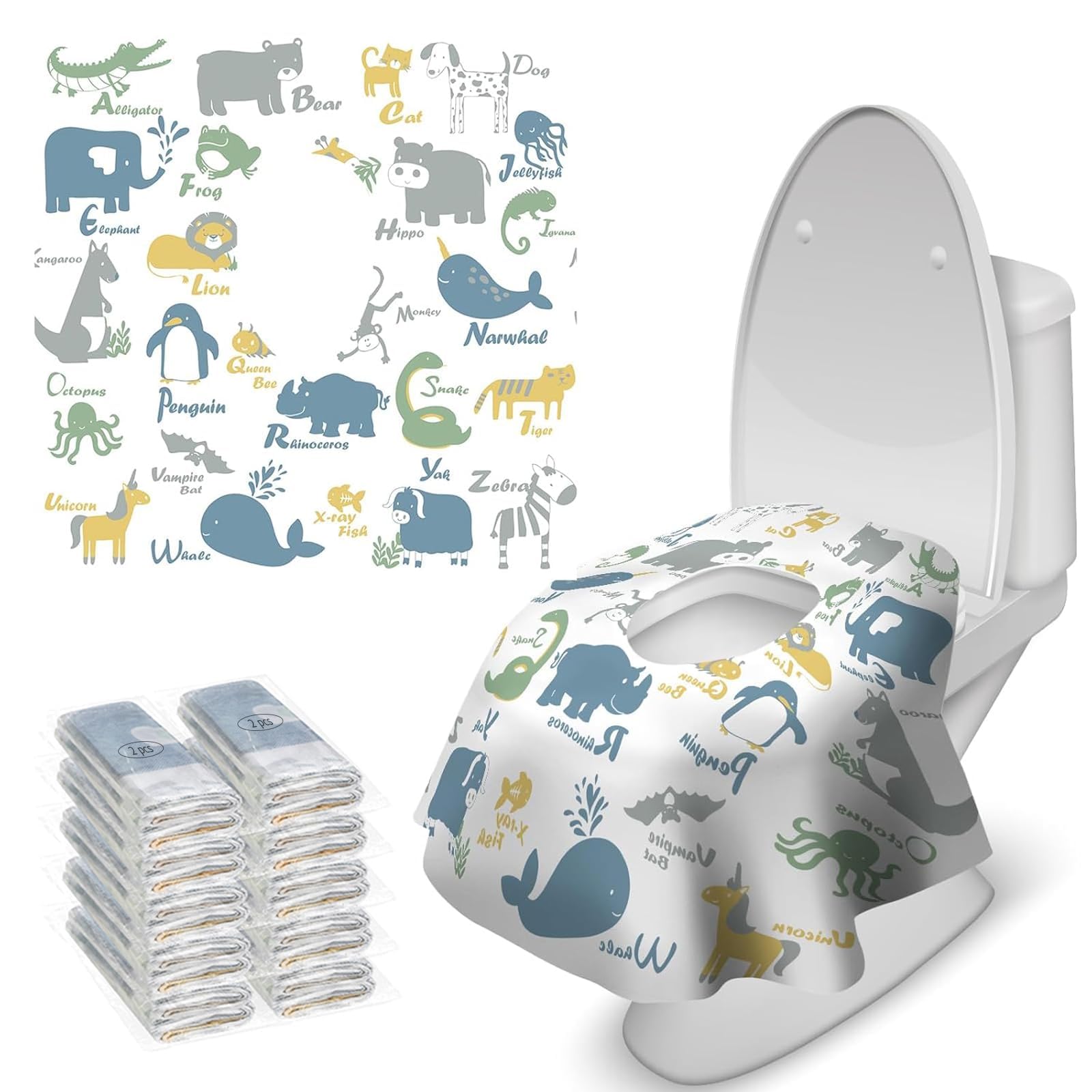Disposable Toilet Seat Covers Extra Large Waterproof Toddler Adult Portable Individually Wrapped Travel Accessories for Kids Potty Training Public Toilets Road Trip 20 Pack-image-31
