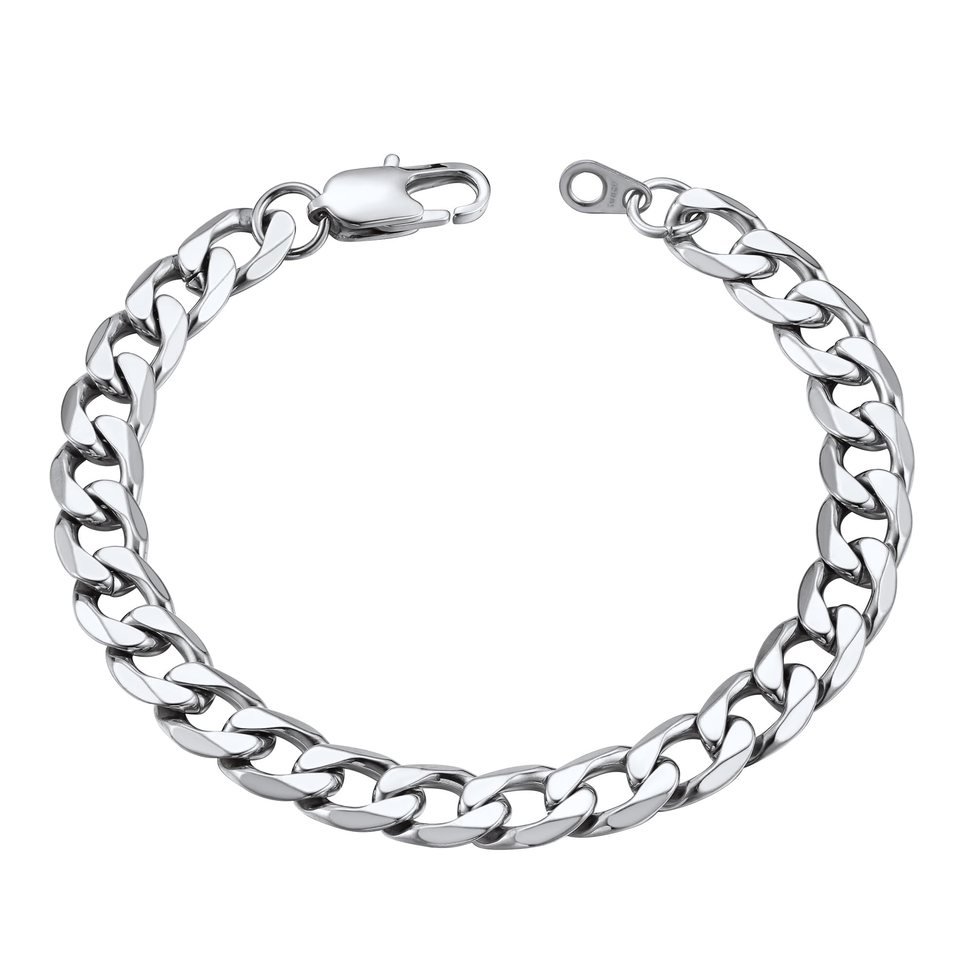 Men Bracelet Silver Cuban Chain Stainless Steel Bracelets Link Hip Hop Jewellry 6/8/13MM Width, 19/21CM Length