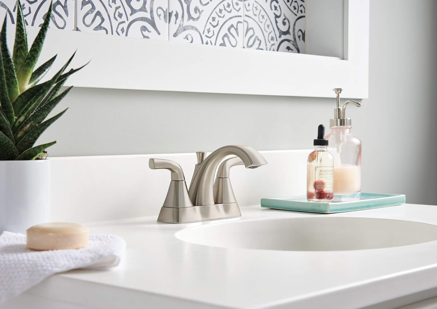 Peerless Parkwood Faucet installed in a modern bathroom setting
