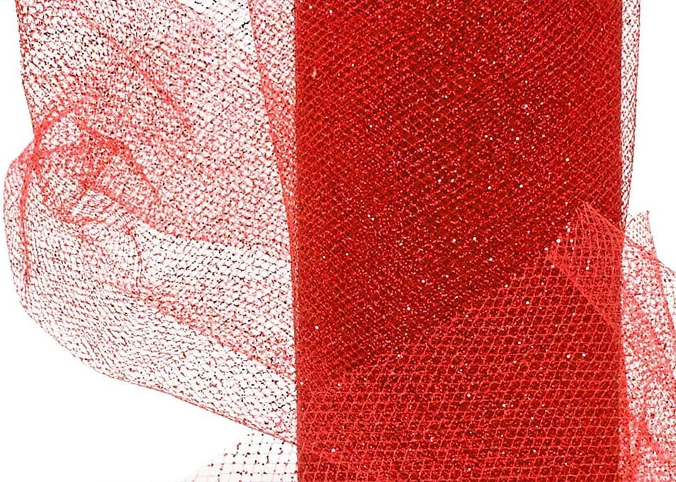 ProKart Premium Net Fabric Mesh Solid Glitter Cloth for Flower Bouquet, Trousseau Packing, Fabric for Gift Wrapping, Party Hall Decor, Sweet Boxes, Gift Decoration (10 Meters, Red Gold)