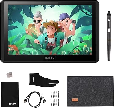 ZJchao BOSTO 12HD A H LCD Graphics Drawing Tablet Monitor 11.6 Inch 768P Resolution 8192 Pressure Levels USB Powered Drawing Tablet for MacOS