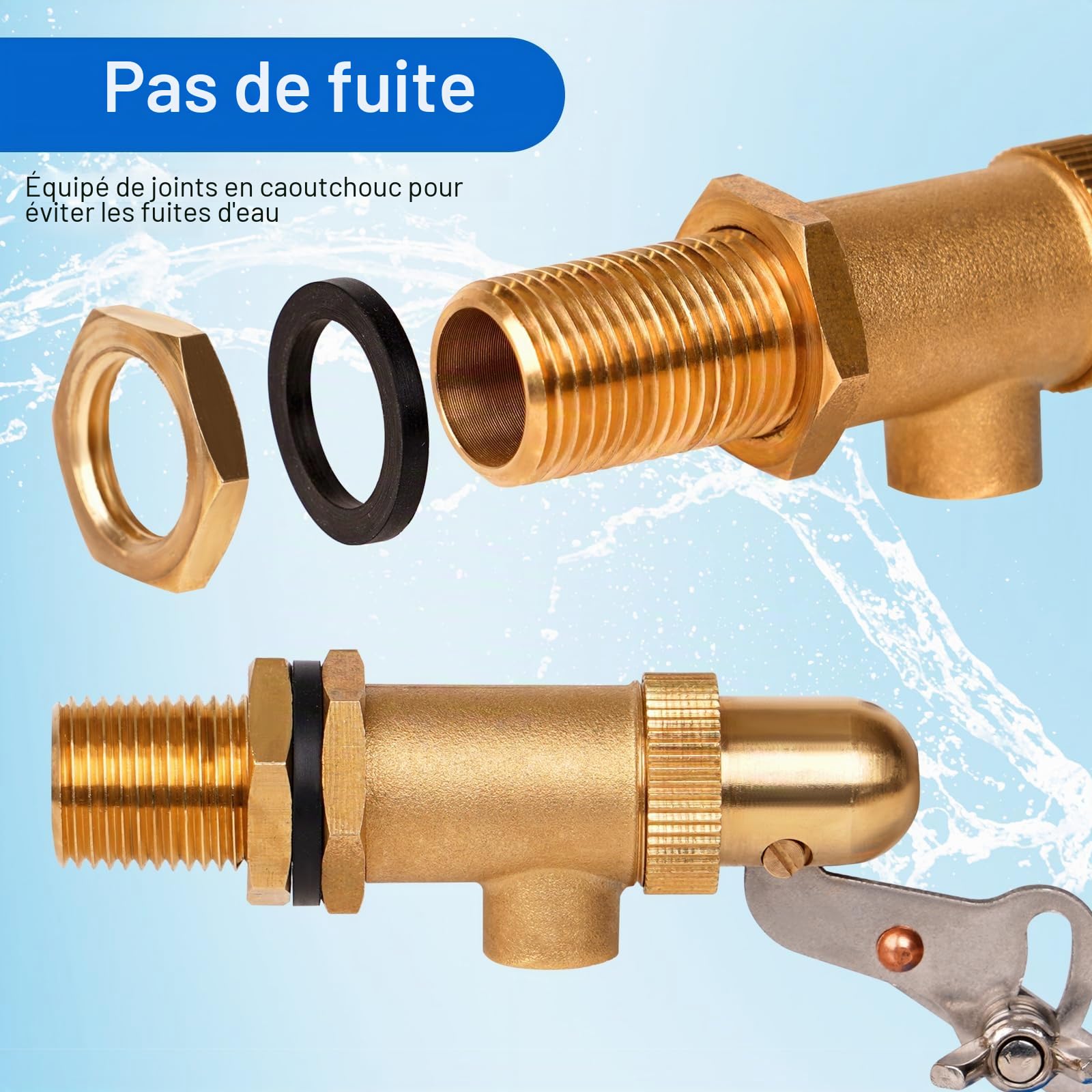 3/4" Vanne À Flotteur En Laiton, Robinet Flotteur Réglable, Vanne De Remplissage Automatique Pour Réservoir, Piscine, Abreuvoirs Pour Volaille, Bleu