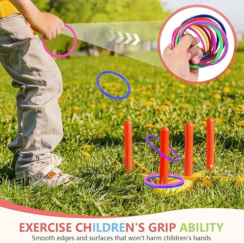 Miniatura 5 de OBTANIM Juego de 24 anillos de plástico de 3 pulgadas para niños y anillos de lanzamiento al aire libre para juego de práctica de velocidad y