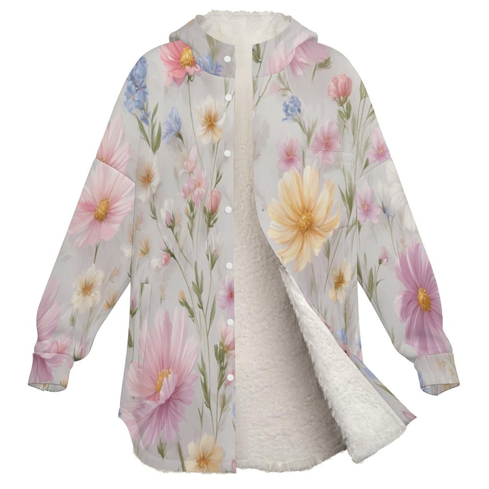 Sudadera Invierno con Capucha de Forro Polar Mujer Jardín Feliz Cálido Hoodies a Manga Larga Felpa Sudadera con Bolsillos, Púrpura Claro