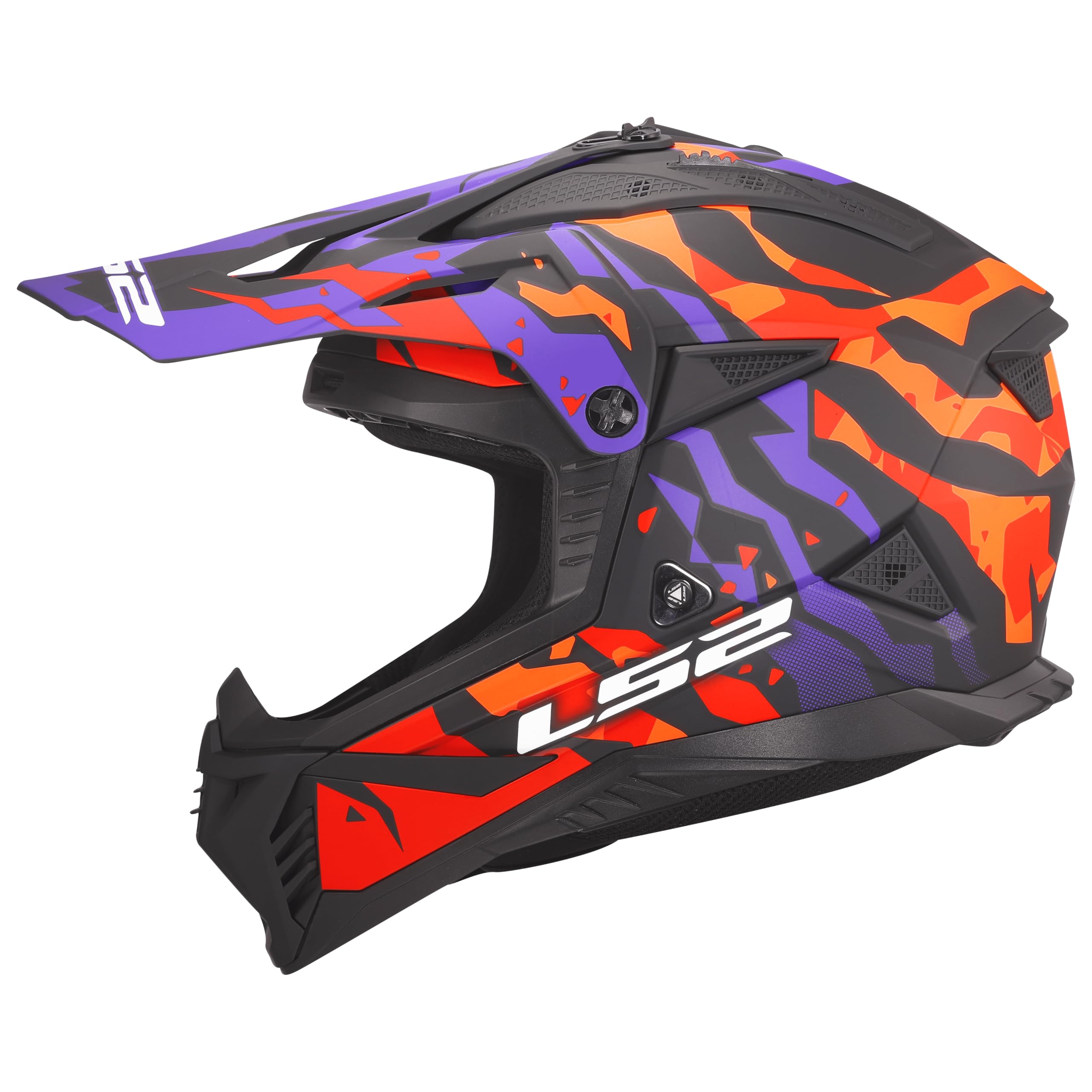 LS2, Casque Moto Cross FAST II GROTESK Purple Orange, XS