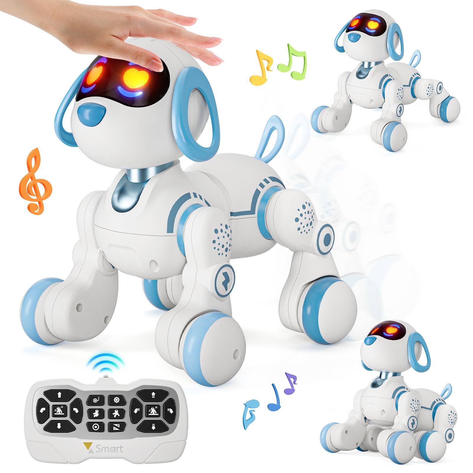 Jouet robot télécommandé pour chien - Fonction tactile et suivi - Chiot robot parlant intelligent - Pour filles et garçons - Cadeau de Noël et d'anniversaire