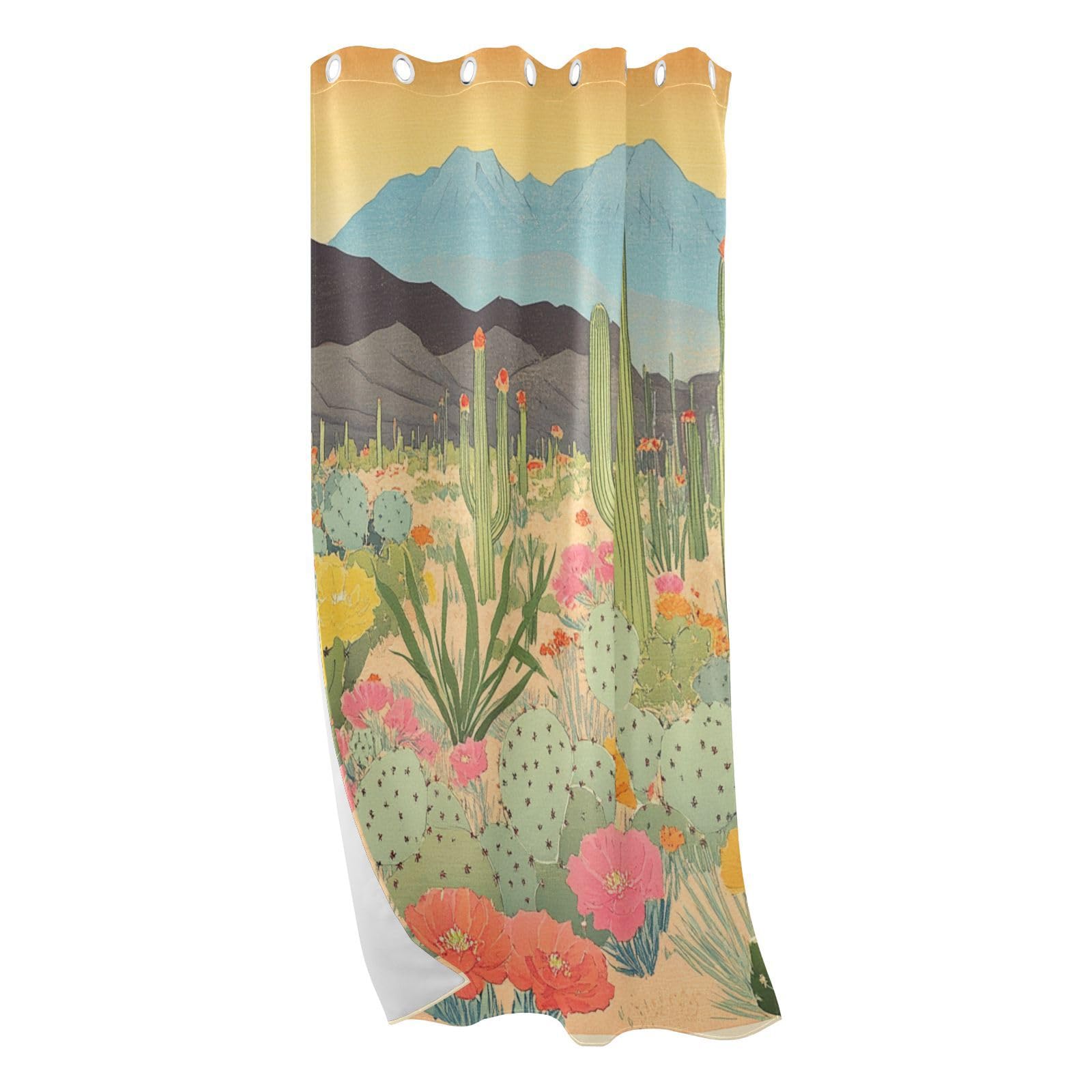 Rideaux occultants désert cactus 132x213 cm pour rideau de séparation salon