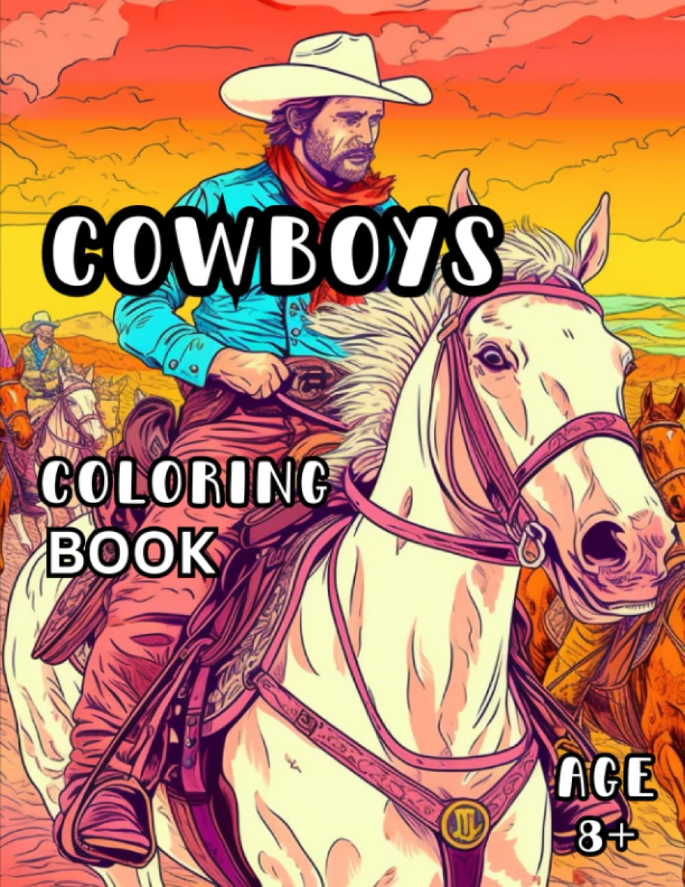 Cowboy Coloring Book: Western Cowboy Scene Coloring Book for Kids and ...