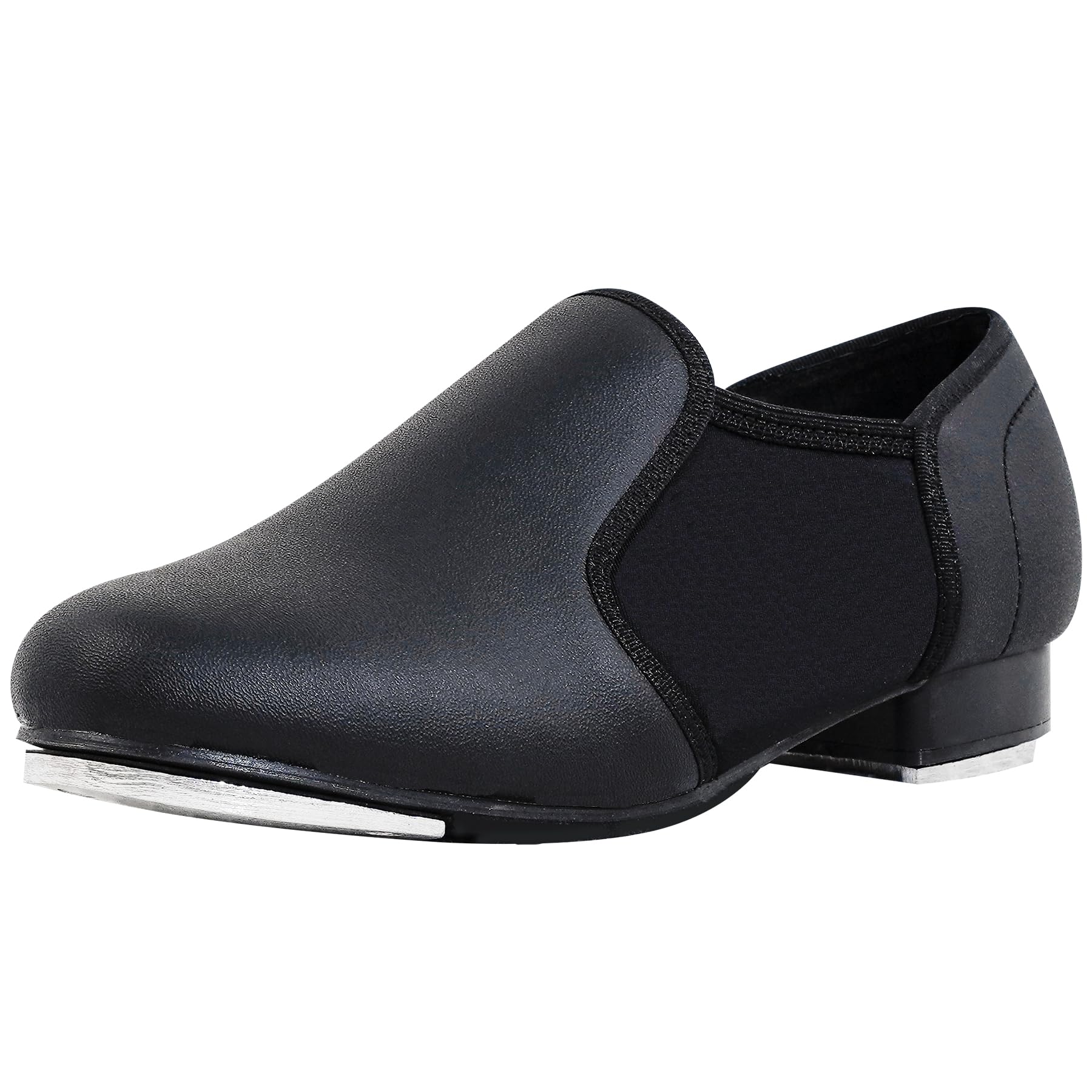 Schwarze Steppschuhe aus PU-Leder mit Rutschfester Spitze für stepptanzschuhe für Damen Herren