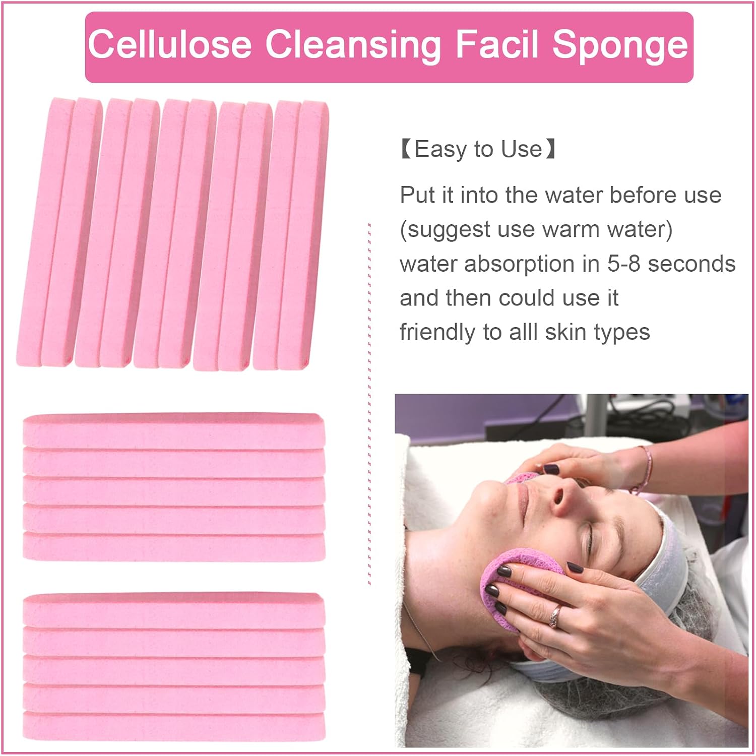 120 Pcs Pink Compress Face Sponges - Compact Facial Sponge Set for Cleansing, Makeup Removal, Exfoliation image 2