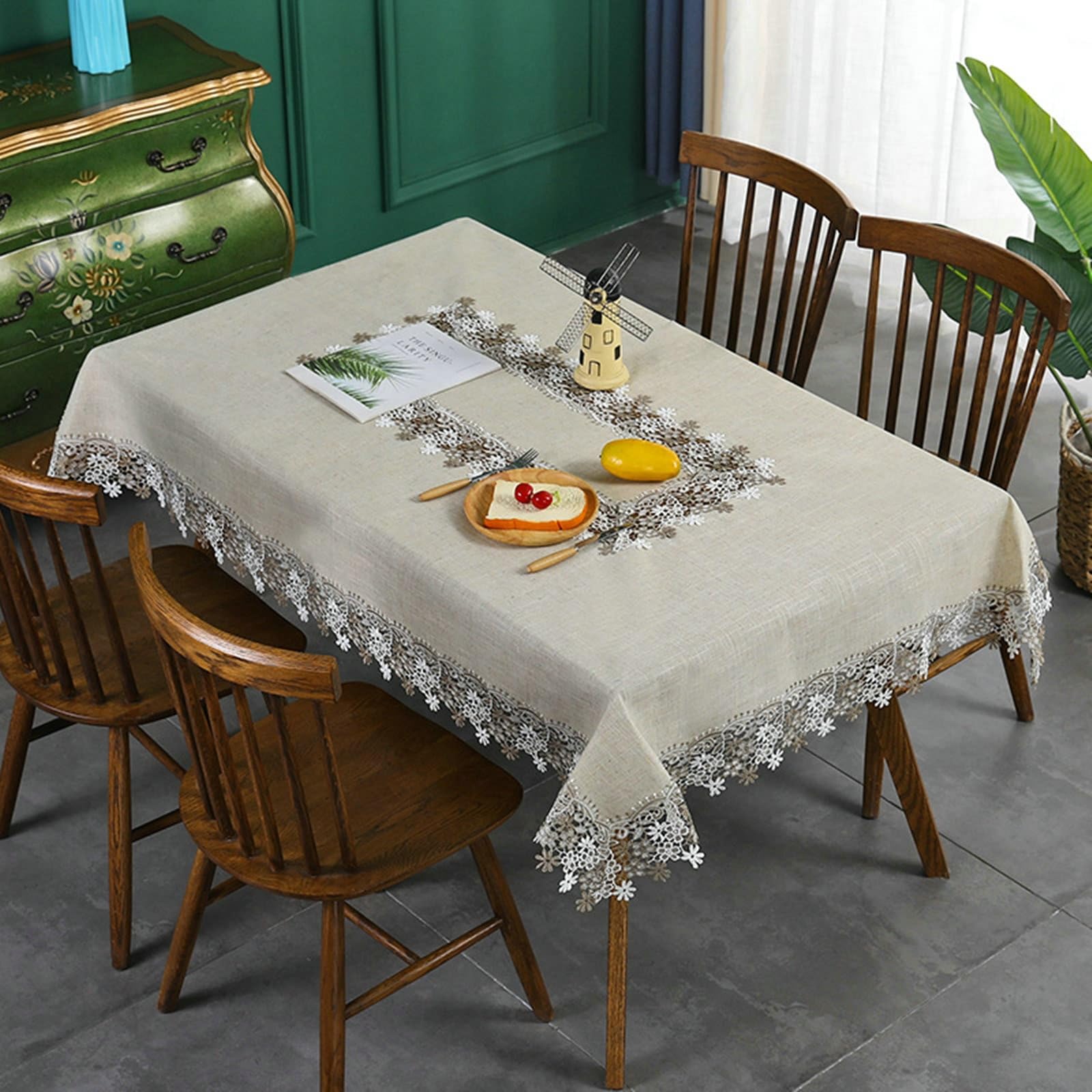 Prostokątny obrus kwiatowy, obrusy poliester khaki 59x118