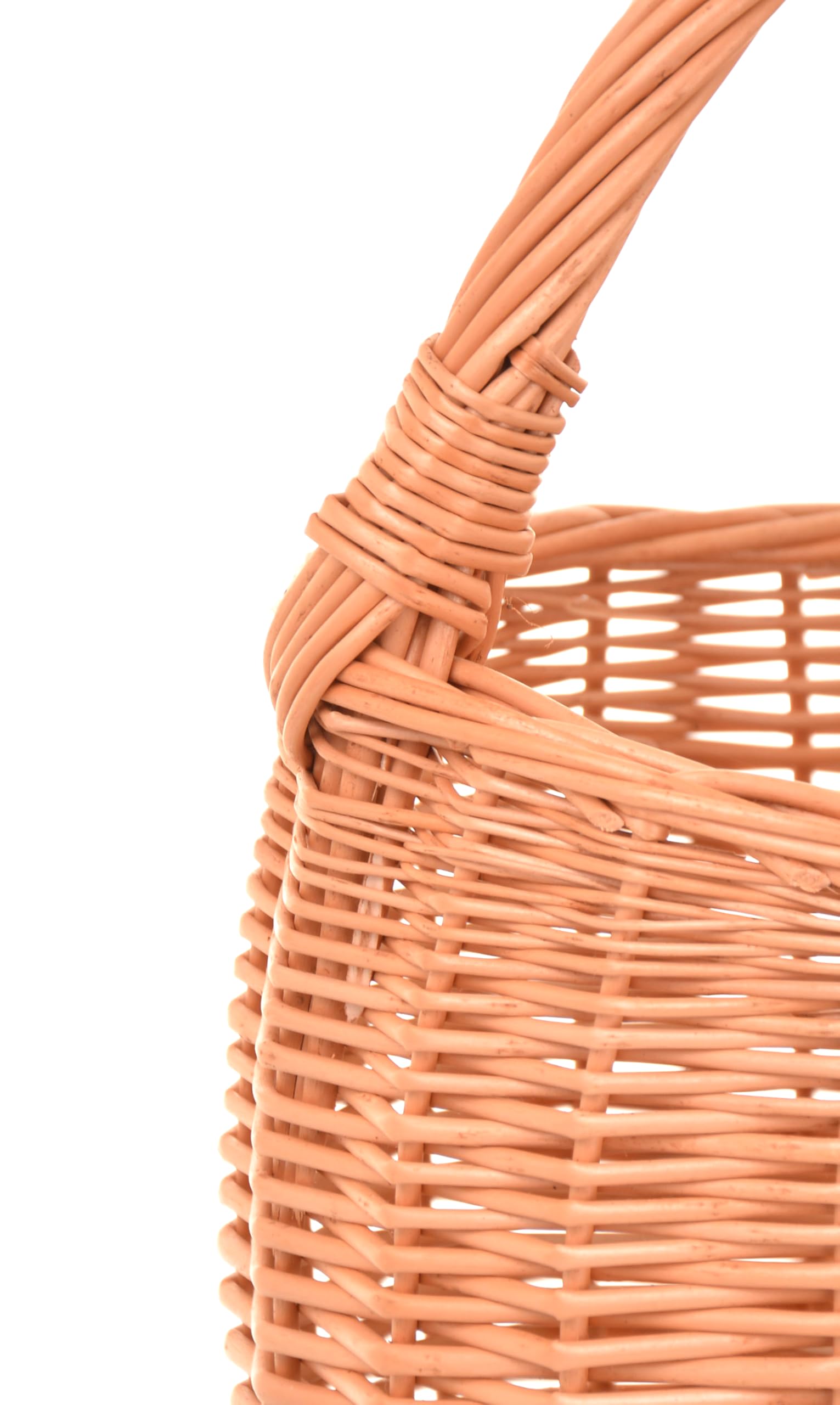 Cestino in vimini intrecciato, 40 x 35 x 24 cm, marrone naturale, con manico, cestino da picnic, cestino per la spesa in vimini, grande e leggero