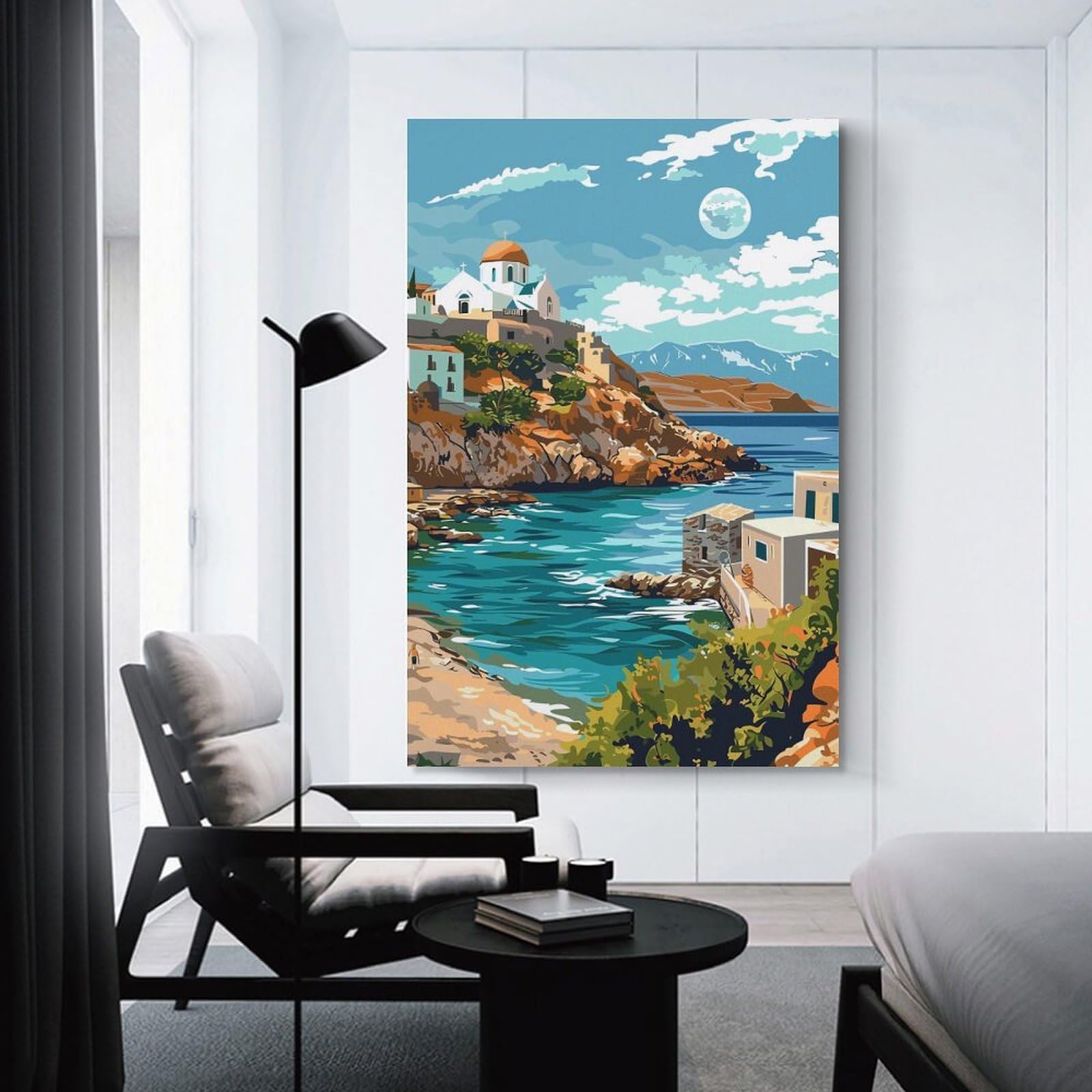 Junmoney Unframe-Style-20 Crete Coastal Landscape Wall Picture Print 24X36inch(60X90cm), For Home Walls, Creative Rooms Or Shared Spaces, Stylish Home Artwork For Focal Walls