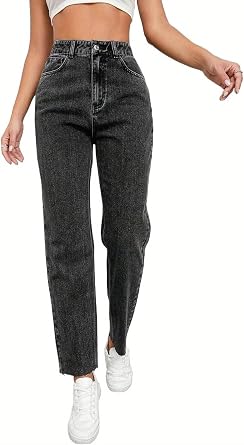 Womens High Waisted Straight Leg Jeans Skinny Stretchy Jeans Slim Boyfriend Denim Pants.
