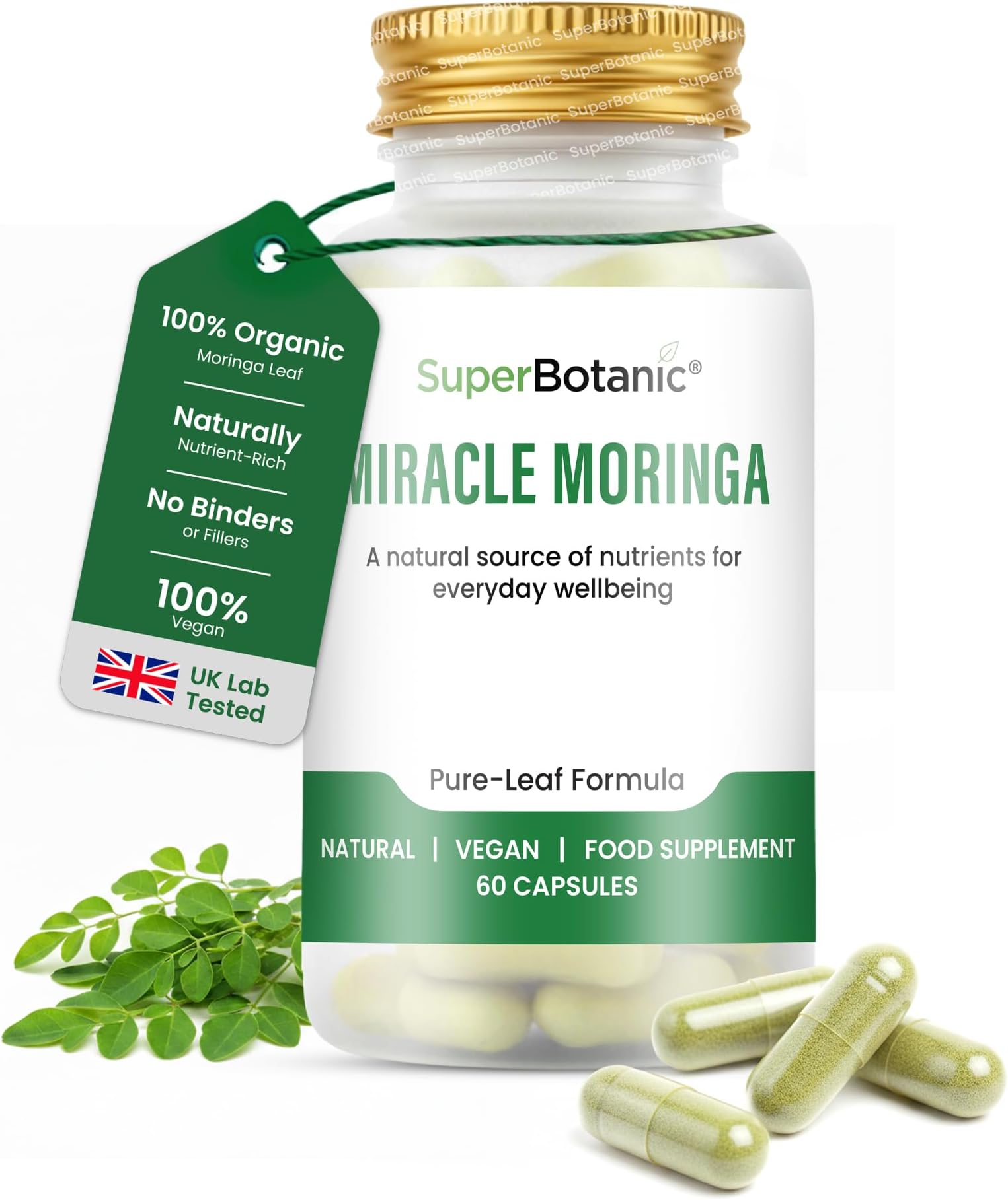 Miracle Moringa (Bottle Refillable) 500mg Capsules - All Natural Plant nutrients - 60 Capsules