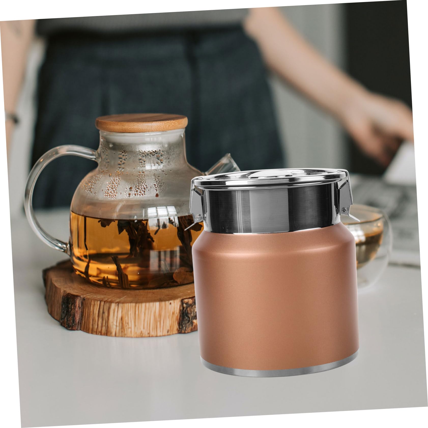 Alipis Contenitore Latte in Acciaio Inox 2, 5 l Coperchio | Stile Rustico Country, per Cucina e Campeggio, Facile da Pulire e Durevole