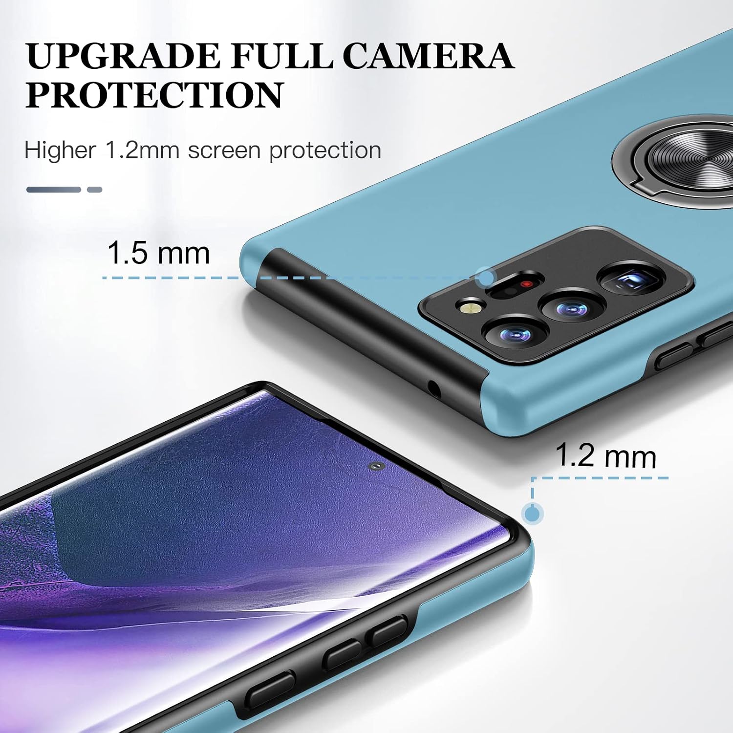 JAME for Samsung Galaxy Note 20 Ultra Case, Slim Soft Bumper Protective Case for Note 20 Ultra Case, with Invisible Ring Holder Kickstand for Galaxy Note 20 Ultra Case, Sierra Blue