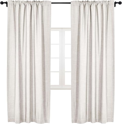 Miniatura 7 de coloelaf - Cortinas opacas para ventanas de dormitorio, cortinas con bolsillo para cortinero, cortinas para barra transversal de lino natural,