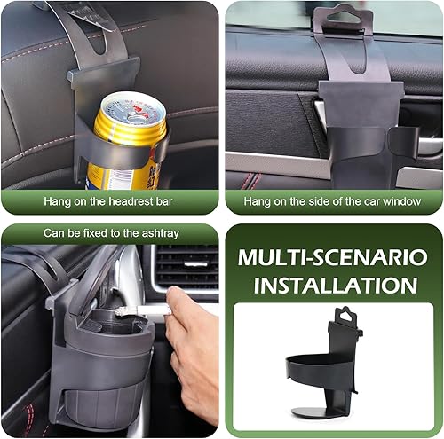 Miniatura 4 de Shakas 2 portavasos colgantes para automóvil, soporte plegable de plástico ABS para botellas de bebidas, accesorio de montaje en poste de