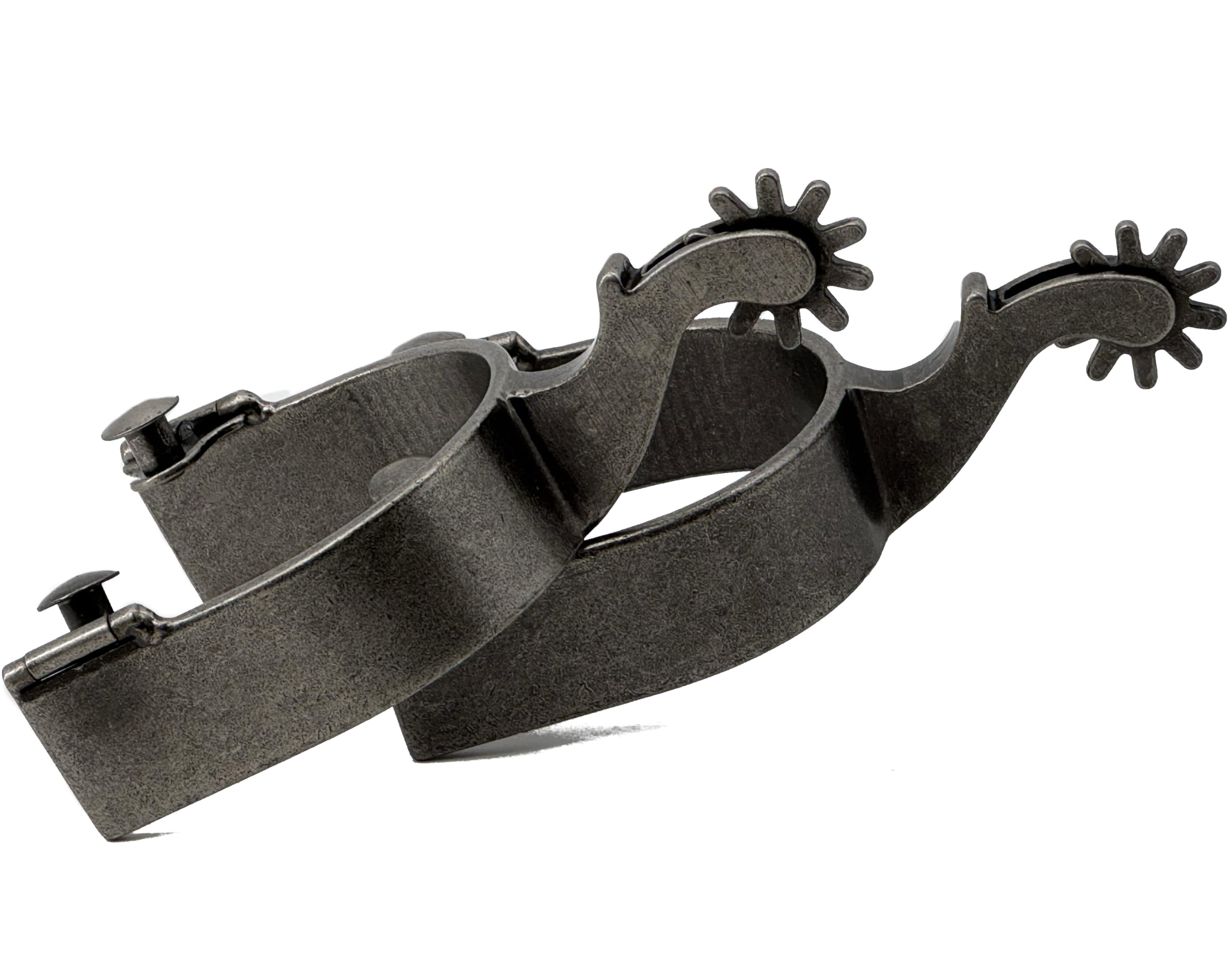 Jeereal Western-Cowboy-Sporen für Herren, mit Sporenriemen, antikes versilbertes Eisen, 2,5 cm Band, 5,4 cm Schaft