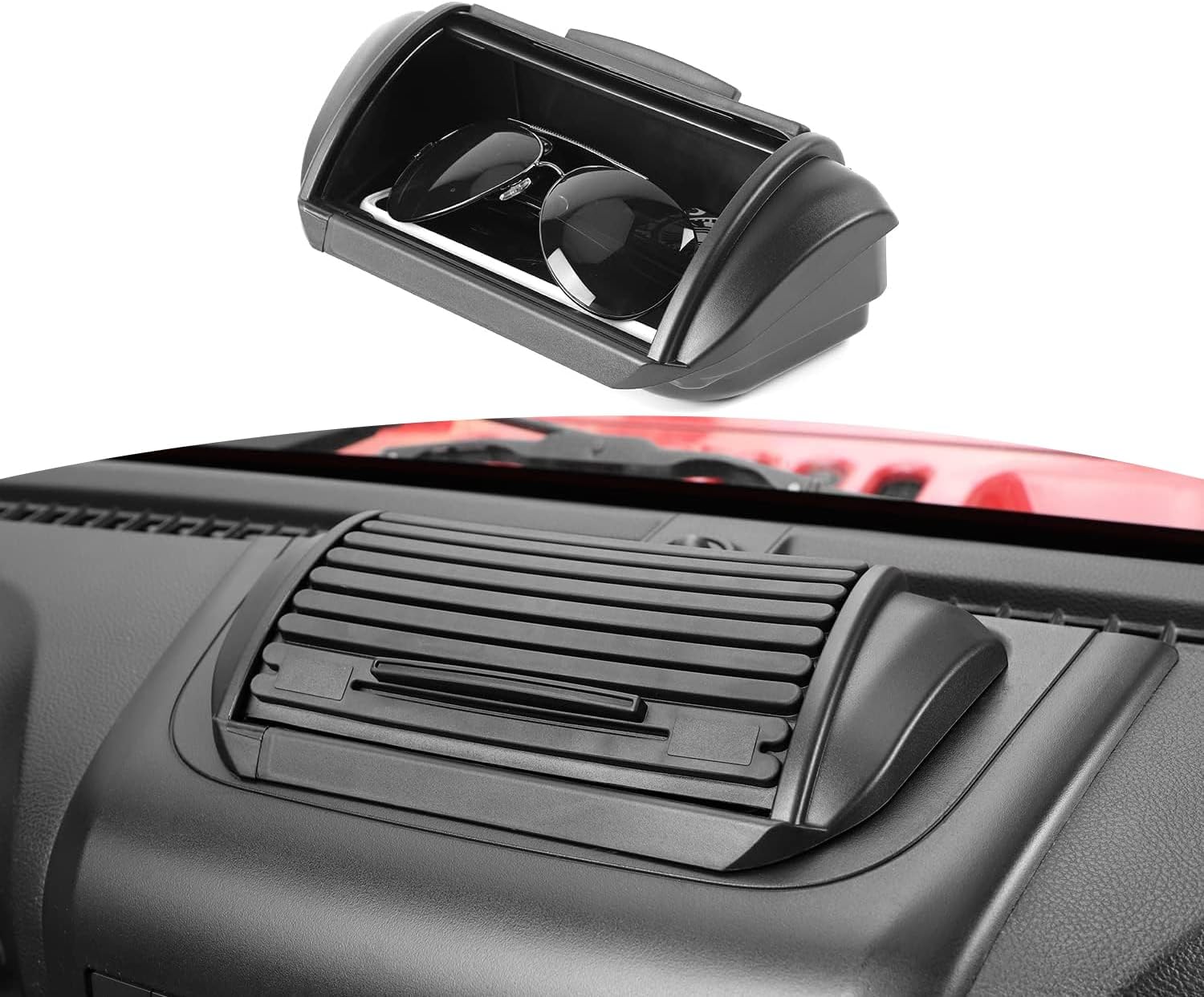 RT-TCZ for Jeep JK Dashboard Storage Organizer Tray Box with Sliding Lid, – Fit for Jeep Wrangler JK JKU 2011-2017, Black Durable ABS Plastic, Protects Your Small Items