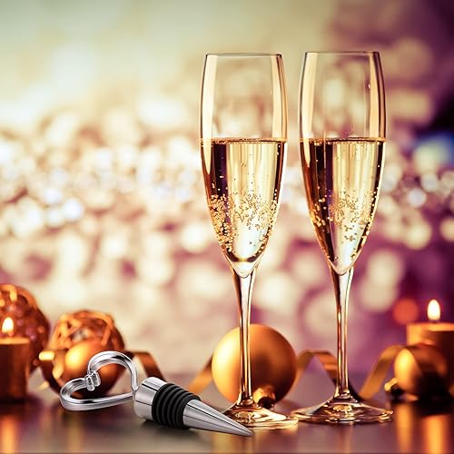 Miniatura 5 de Paquete de 60 tapones de vino en forma de corazón, regalos de boda a granel para invitados, tapón de botella de vino, plateado, champán, cubierta