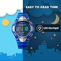 Vista 4 de Reloj digital deportivo para niños y niñas, resistente al agua, relojes electrónicos con alarma LED, cronómetro