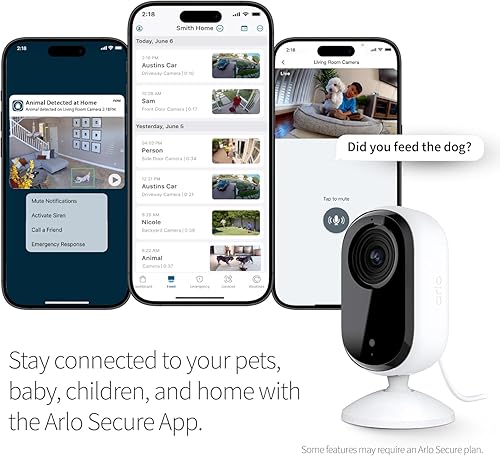 Miniatura 4 de Arlo Cámara de seguridad esencial de 2 generación, cámara HD con cable para interiores, audio de 2 vías, visión nocturna, alertas de movimiento y