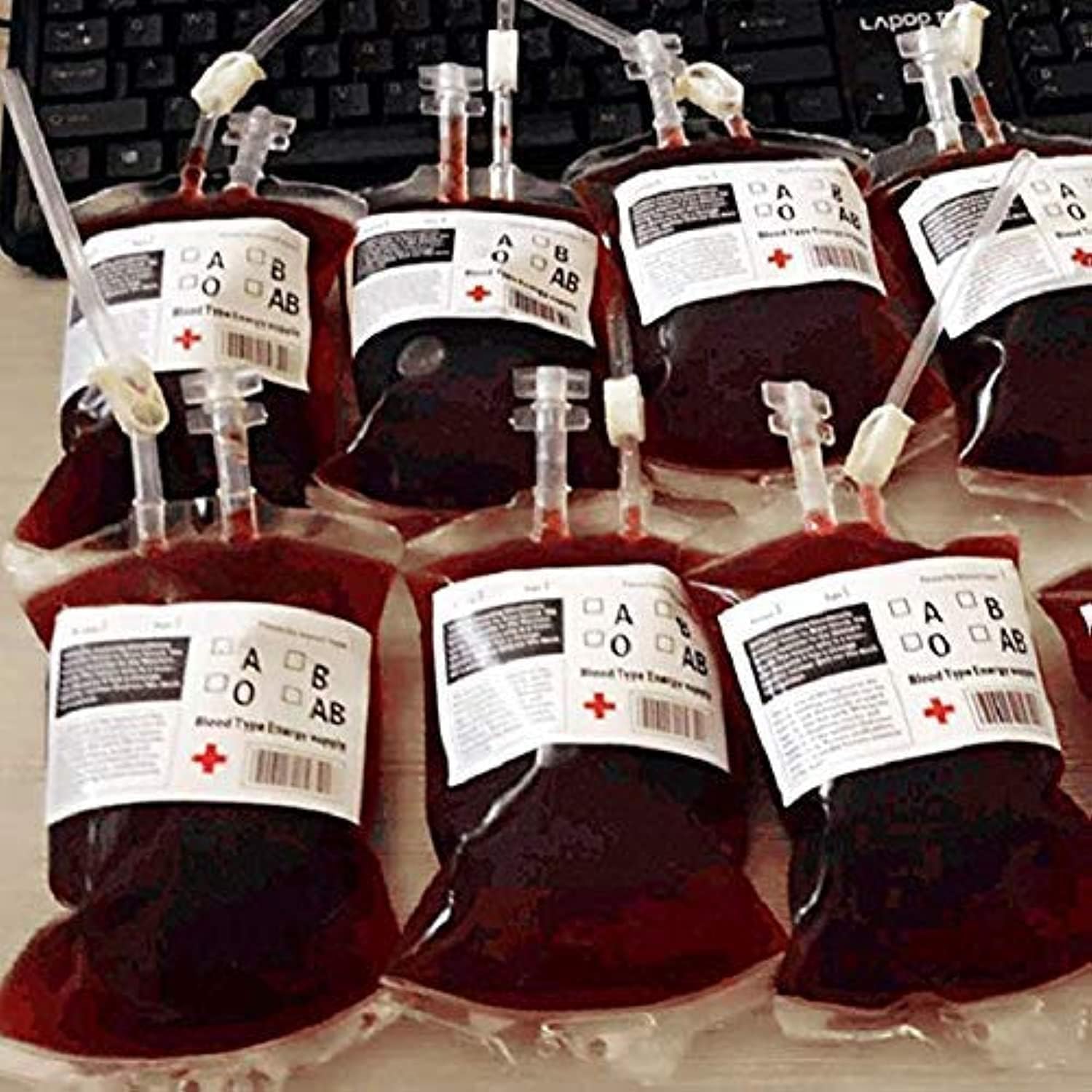 Mydio Halloween Party Cups, Blood Bags for Drinks - 10 Pack Blood Bag Drink Container Cosplay Blood Bag Props Halloween Decoration Supplies Reusable Drink Pouch