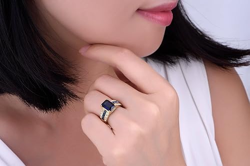 Miniatura 5 de Yoursfs Anillos llamativos para mujer, chapado en oro de 18 quilates, circonita cúbica, anillo de compromiso, joyería de disfraz vintage