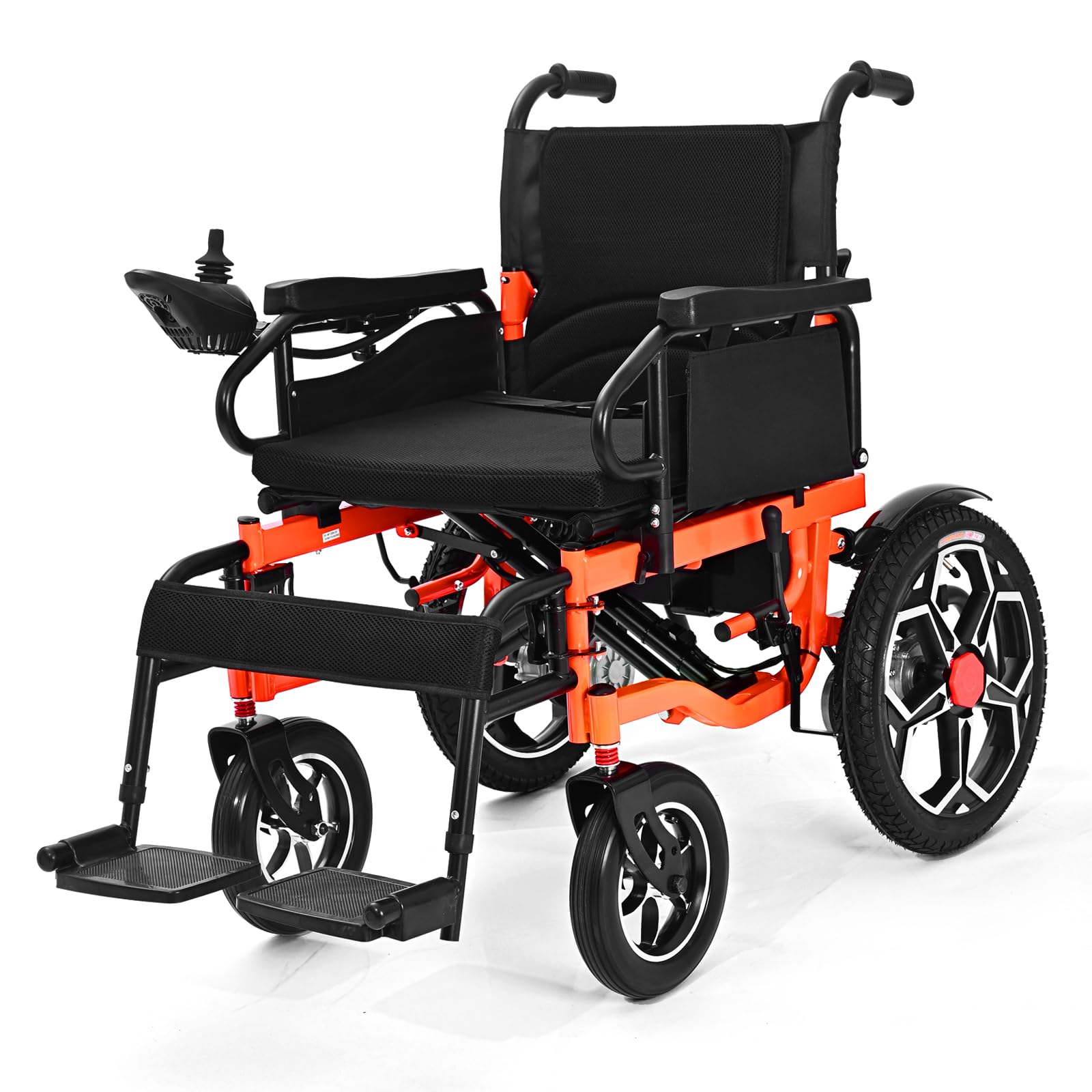 D09 Fauteuil roulant electrique pliable lourd à largeur élargie, pour 150KG, 30KM fauteuil handicapés électrique Stable,Chaise roulante électrique avec 42CM pneus gonflables amortisseurs