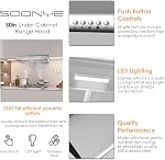 30 inch Stainless Steel Under Cabinet Range Hood, Slim Kitchen Vent Hood Ducted/Ductless Convertible with 3 Speed Controls, 5-Layer Aluminum Filters,LED Lights
