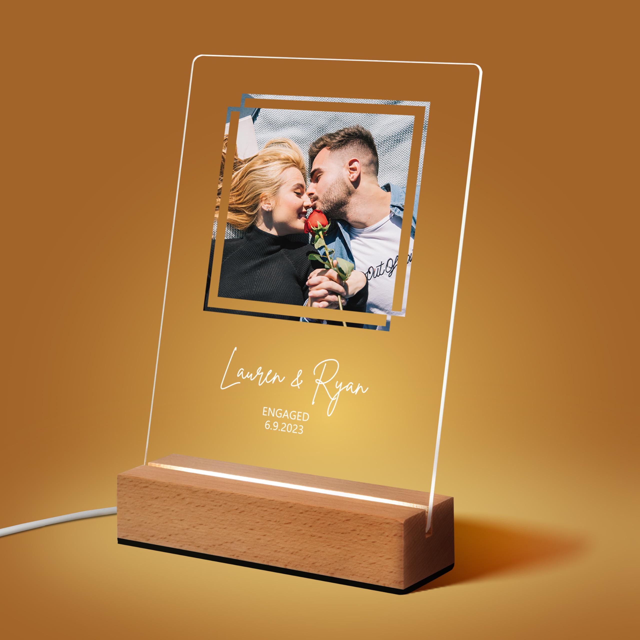 Custom LED Photo Plaque, Acrylic Photo Stand, Personalized Photo Night Light, Girlfriend Boyfriend Birthday Gift Ideas, Wedding Gifts for Wife Husband, Engaged Gifts for Couples