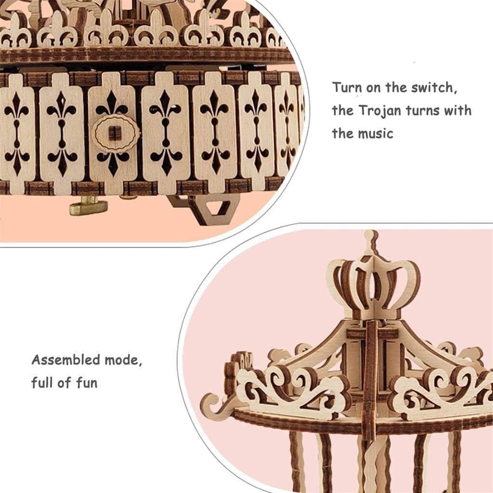 Carillon Musicale Carillon per Puzzle in Legno, Kit di Costruzione Modelli Fai-da-Te Meccanico A Giostra Ornamento da Tavolo