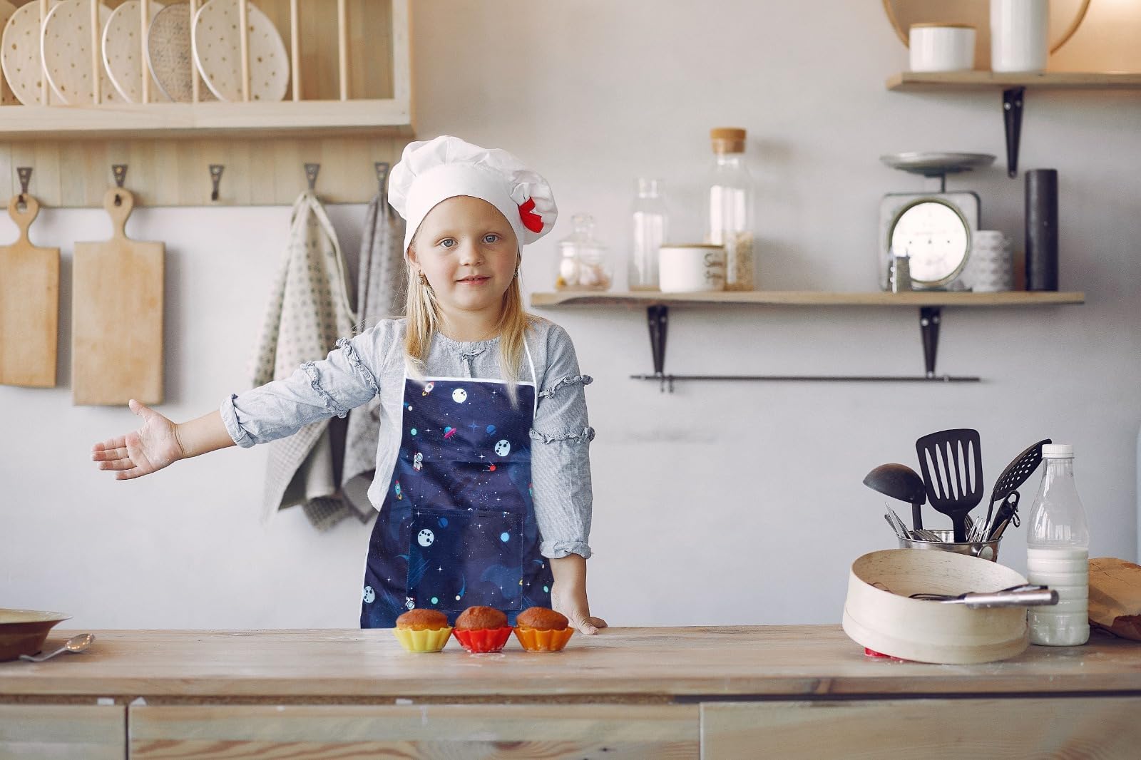 Aazeem Matching Aprons with Pockets for Kids and Adults |Perfect for Mommy and Me Cooking |Baking |Painting |Gardening |