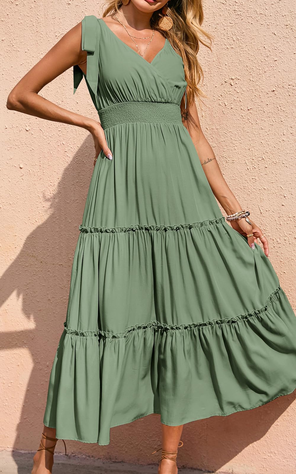 PRETTYGARDEN Tie Straps Summer Maxi Dress 2025 Moderne/ajusté Femme
