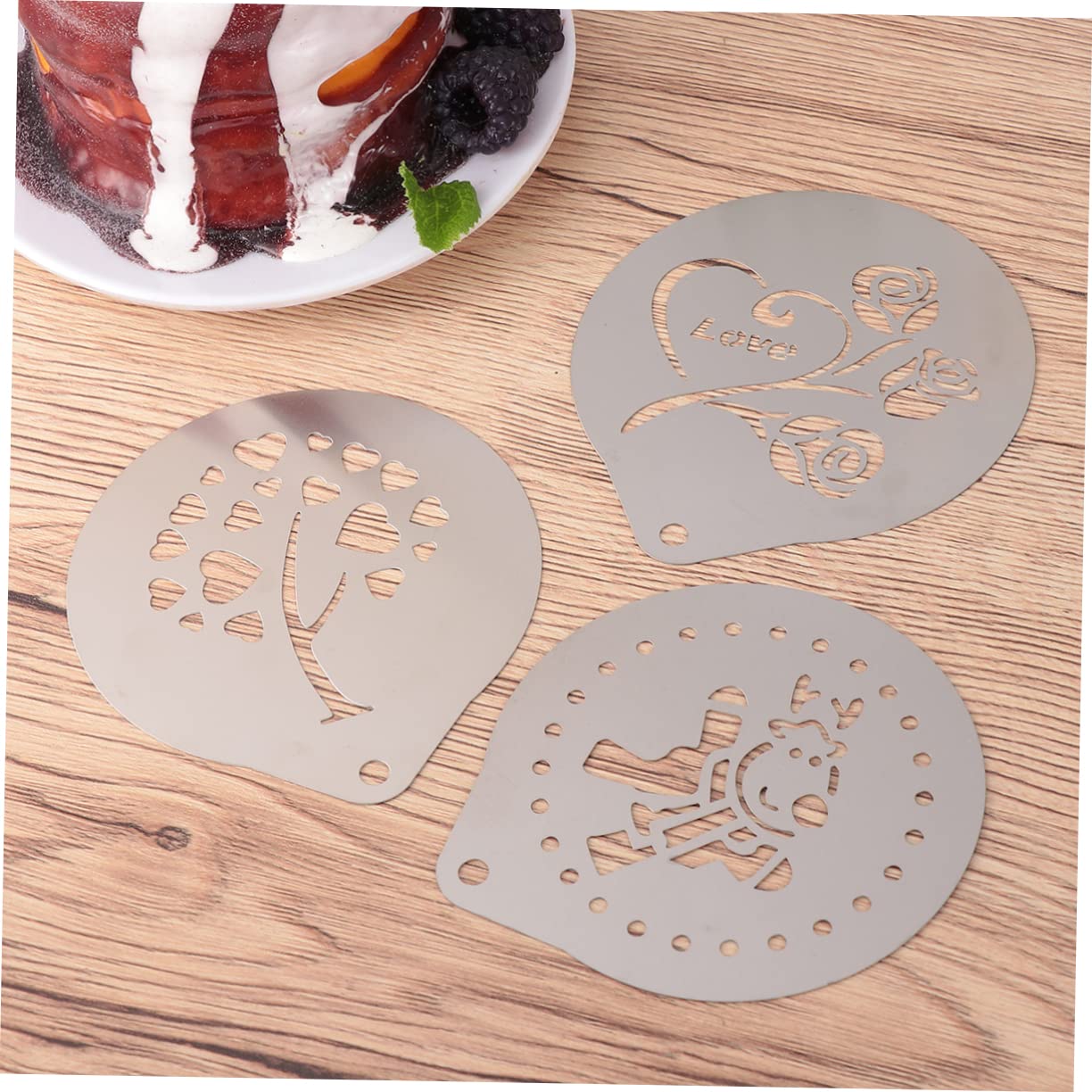 TOPBATHY 3juegos Plantilla De Café Inoxidable Para Latte Art De Moldes De Decoración Leche Para Cappuccino y Café Casa
