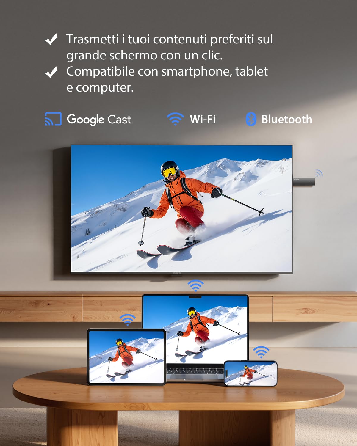 STRONG SRT41 Google TV Stick 4K UHD, Android 11, Wi-Fi, Chromecast Integrato, Assistente Vocale Google, HDR10+, Dolby Audio, Netflix, Prime Video, YouTube, Disney+