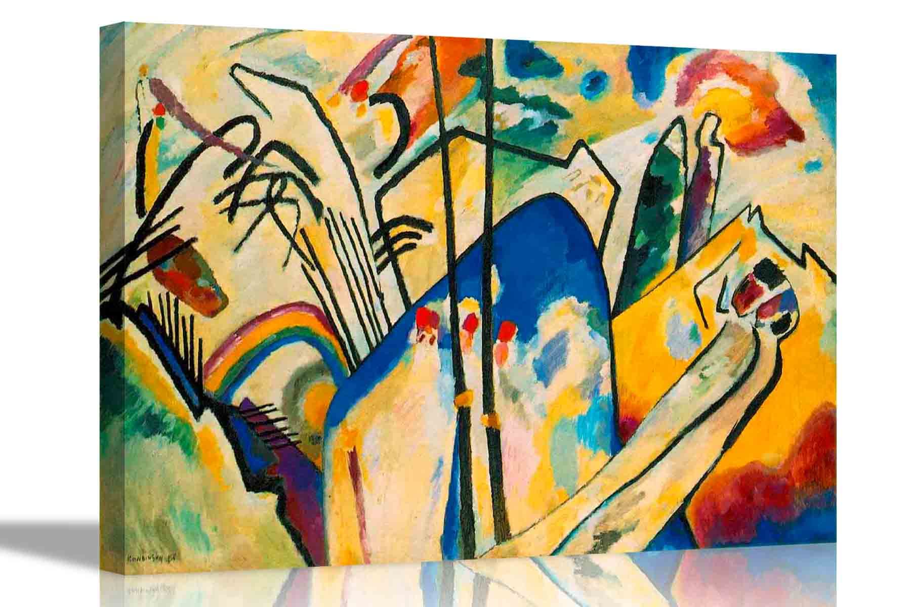Artley Prints Multicoloured Composition 4 By Wassily Kandinsky Canvas Wall Art Prints Abstract Pictures Framed Home Office Decoration 76 X 50Cm (30 X 20 Inches)