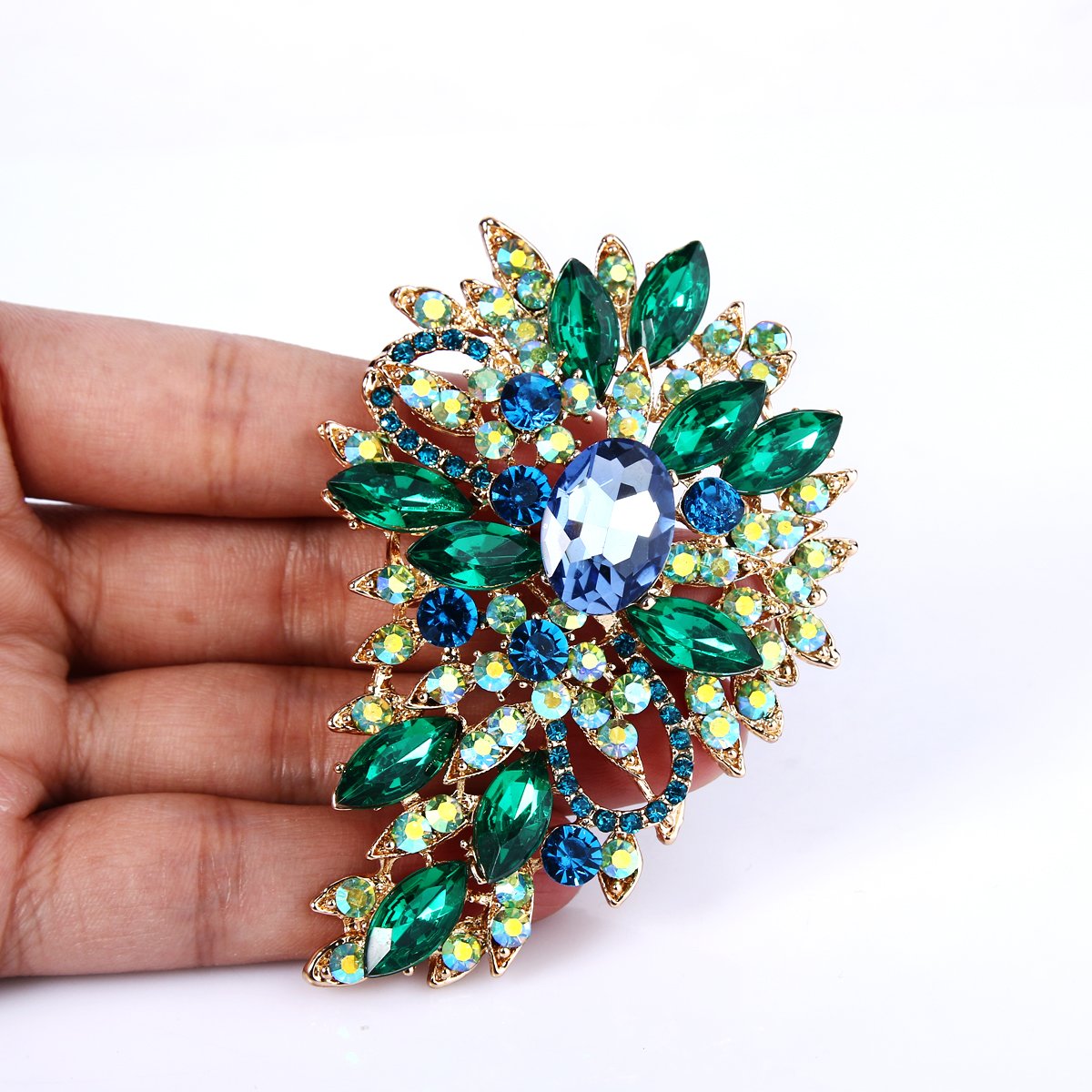 EVER FAITH Spilla Regalo, Marquise Cristallo Austriaco Sposa Mazzo di Fiori e Foglie Spilla