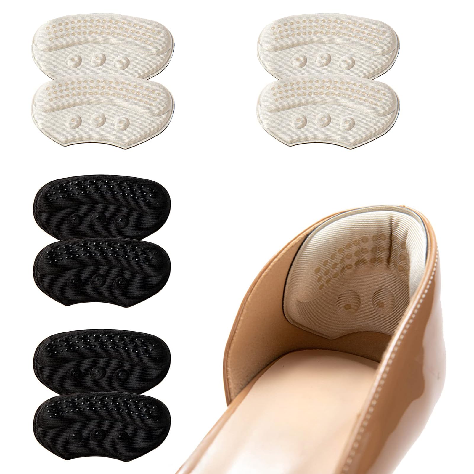 UFYVPKS4-6 Pairs Heel Cushion,Heel Grip Shoes Too Big,Self-Adhesive Heel Cushion,Anti-Slip Heel Pads,Shoe Insoles for Ladies Liners Heel Blister Protectors for Women Men, Fit and Comfort (4 Pair style02)